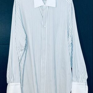 Elegant Blue Striped Men's Dress Shirt